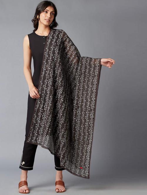 brown cotton dupatta - 18406478 - Very Small Image - 1