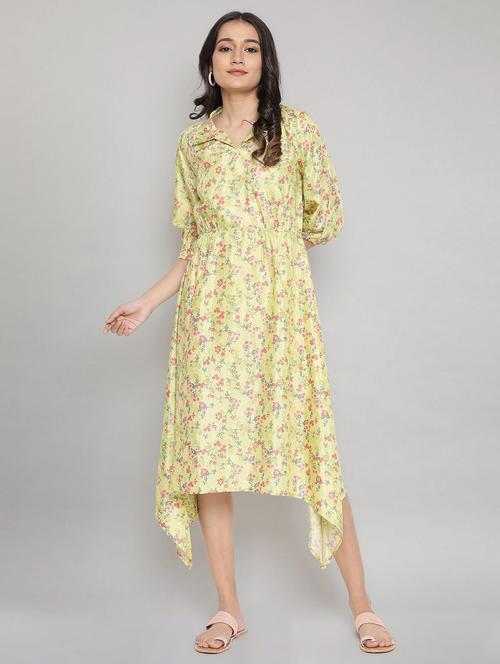 green floral flared ethnic dress - 18407034 - Very Small Image - 1