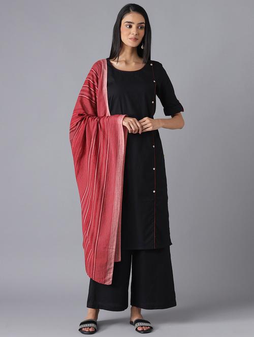 black cotton blend kurta palazzo  set - 18407045 - Very Small Image - 1
