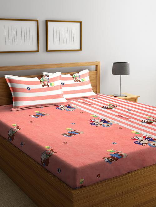 klotthe grey floral 210 tc cotton blend elasticated double bedsheet with 2 pillow cover - 18407887 - Very Small Image - 1