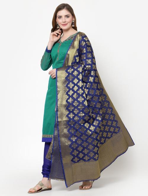 blue churidaar suit unstitched suit - 18407973 - Very Small Image - 1