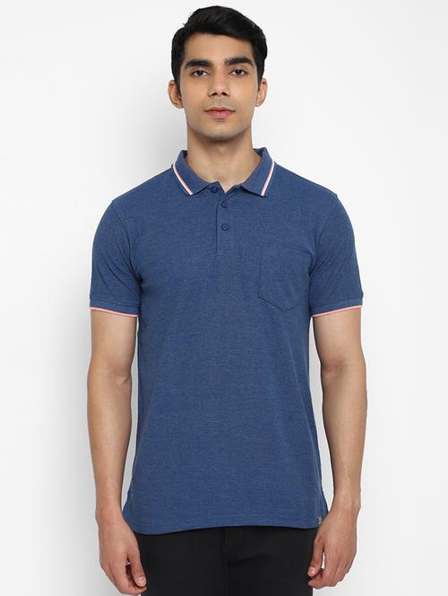 navy blue solid polo t-shirt  - 18407982 - Very Small Image - 1