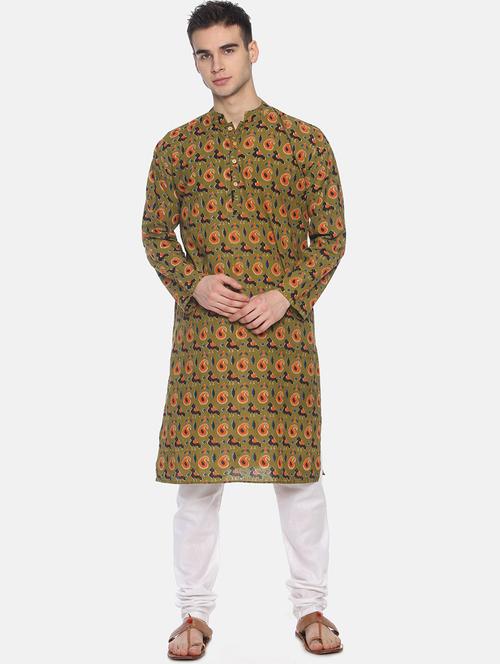 green printed long kurta - 18408412 - Very Small Image - 1