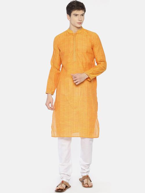 yellow striped long kurta - 18408422 - Very Small Image - 1