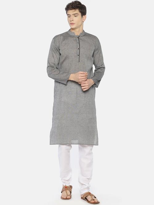 grey melange long kurta - 18408431 - Very Small Image - 1