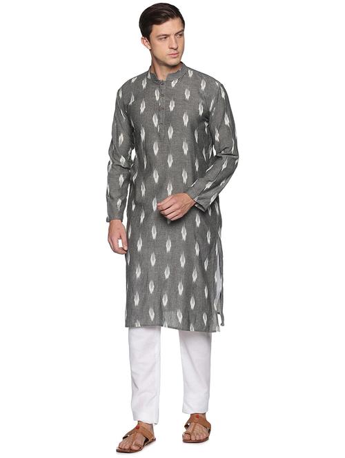 grey ikat long kurta - 18408443 - Very Small Image - 1