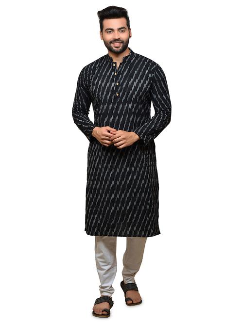 black ikat long kurta - 18408470 - Very Small Image - 1