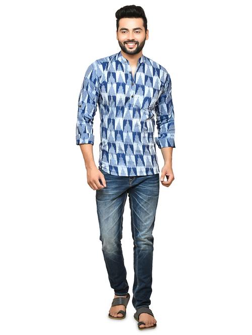 blue ikat short kurta - 18408476 - Very Small Image - 1