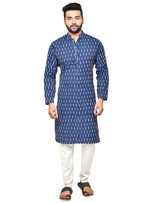 men ikat print mandarin neck long kurtas - 18408478 - Very Small Image - 1