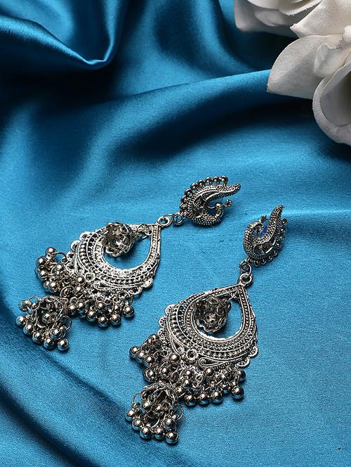 silver metal drop earring - 18409405 - Very Small Image - 1