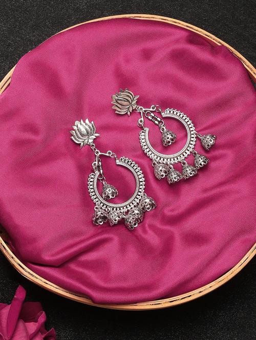 silver metal jhumka earring - 18409423 - Very Small Image - 1