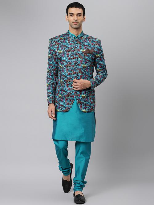 men printed kurta pyjama with jacket - 18409521 - Very Small Image - 1