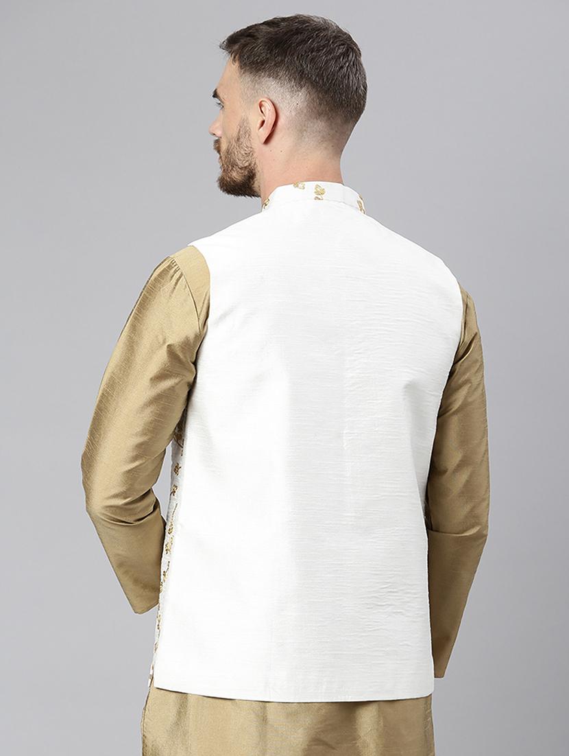 white embroidered nehru jacket - 18409632 - Zoom Image - 2