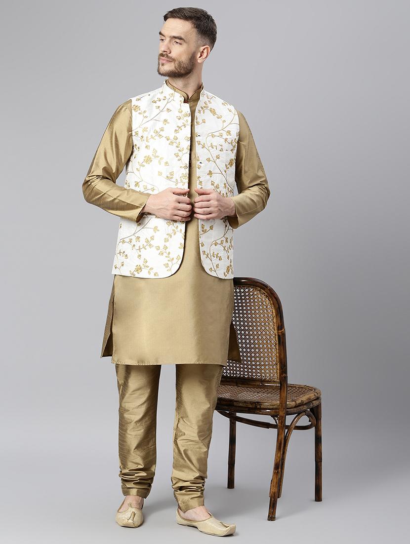 white embroidered nehru jacket - 18409632 - Zoom Image - 3