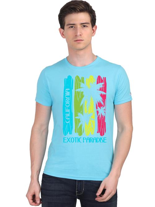turquoise chest print t-shirt - 18409990 - Very Small Image - 1
