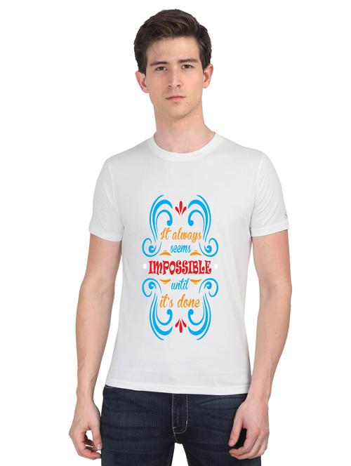 white chest print t-shirt - 18410040 - Very Small Image - 1