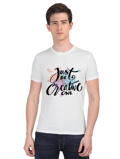 white chest print t-shirt - 18410060 - Very Small Image - 1