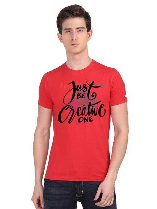 red chest print t-shirt - 18410061 - Very Small Image - 1