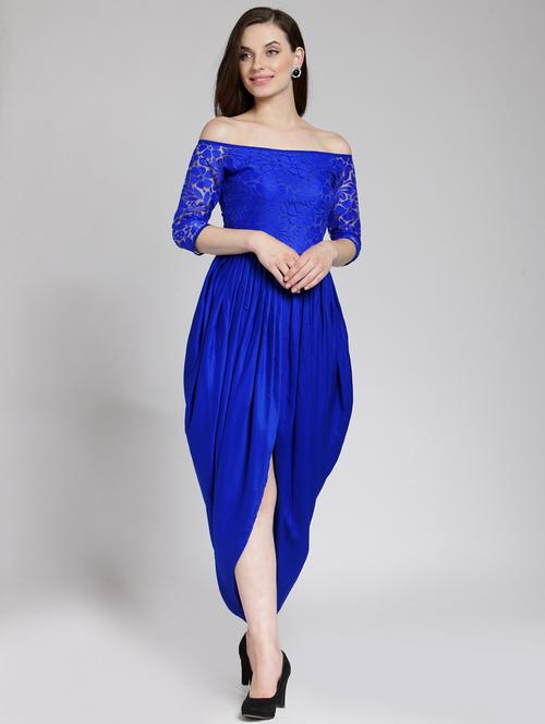 off shoulder self design dress - 18410109 - Very Small Image - 1