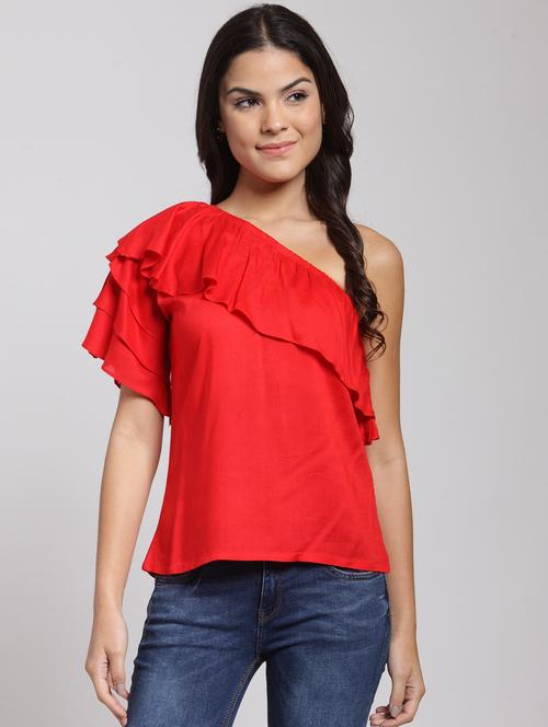 single shoulder solid regular top - 18410144 - Very Small Image - 1