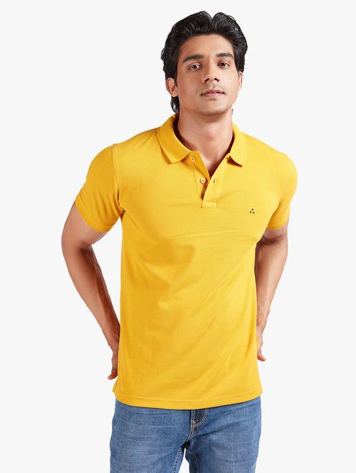 yellow  solid polo t-shirt - 18410216 - Very Small Image - 1