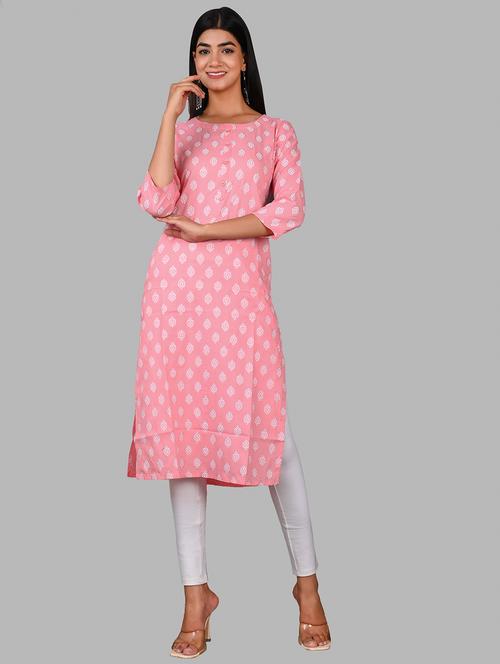 pink crepe straight kurta - 18410425 - Very Small Image - 1