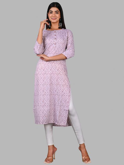 printed crepe straight kurta - 18410427 - Very Small Image - 1