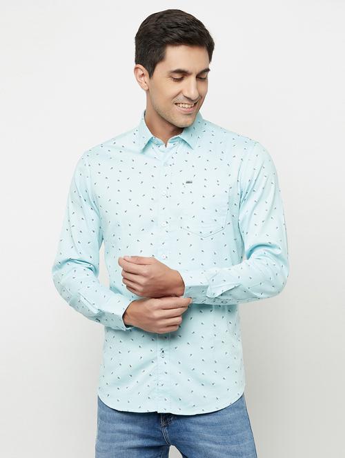 light blue printed casual shirt - 18410487 - Very Small Image - 1