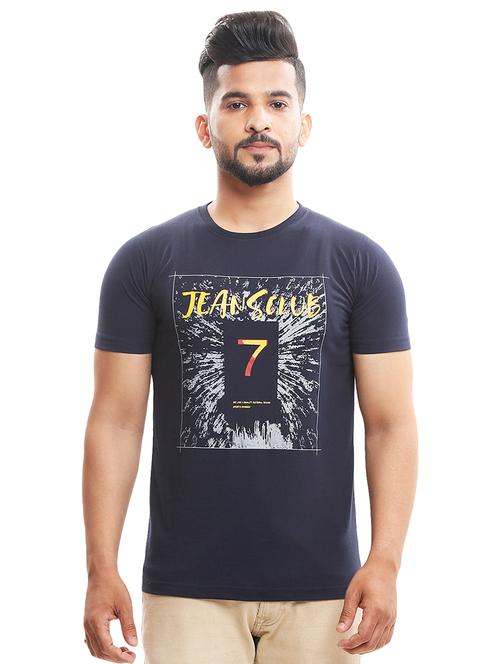 navy blue front print t shirt  - 18410561 - Very Small Image - 1