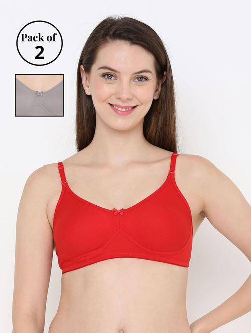 pack of 2 solid regular bra  - 18412314 - Very Small Image - 1