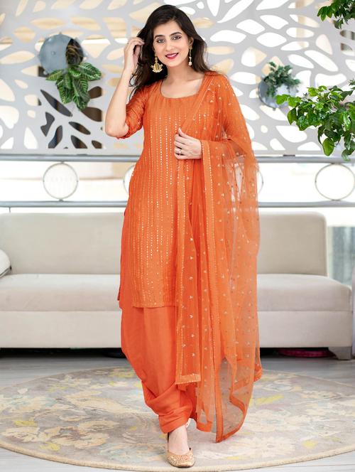 self design semi-stitched suit - 18412666 - Very Small Image - 1