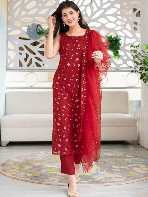 red semi-stitched suit set - 18413460 - Very Small Image - 1