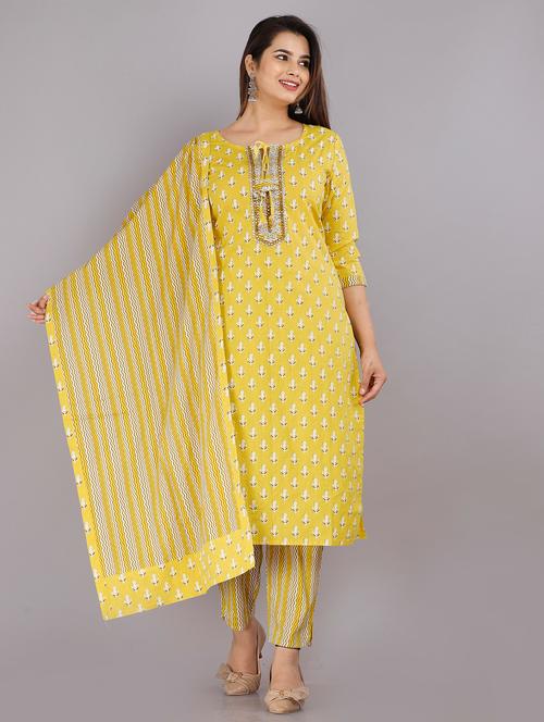 yellow cotton kurta pant  set - 18413727 - Very Small Image - 1