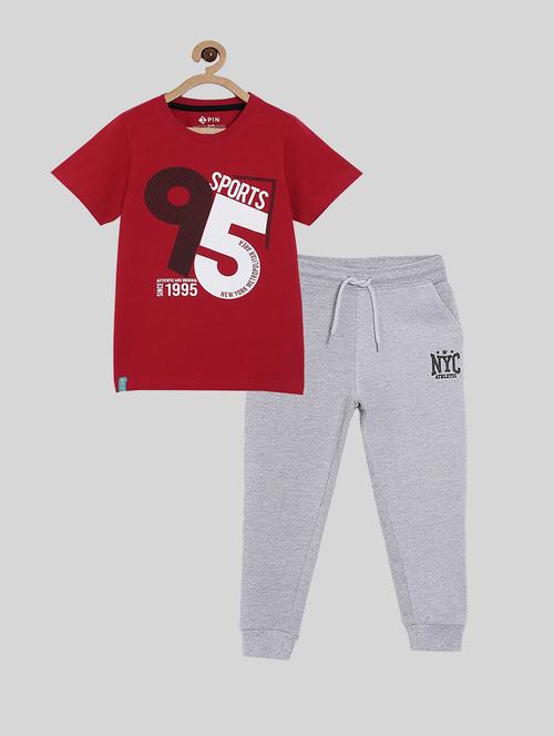 boys typography print t-shirt & jogger set - 18414188 - Very Small Image - 1