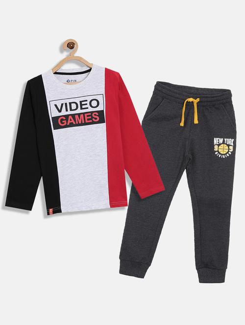 round neck color block full length set  - 18414215 - Very Small Image - 1