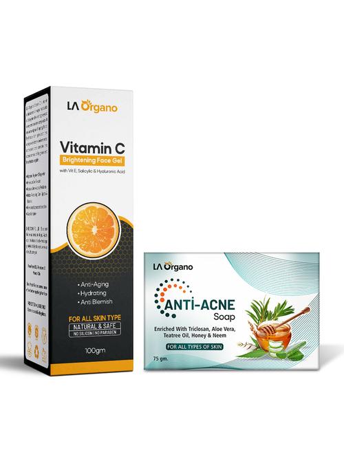 la organo vitamin c face gel & anti acne soap to reduce wrinkles, fine lines, & dark spots (pack of 2) - 18414738 - Very Small Image - 1