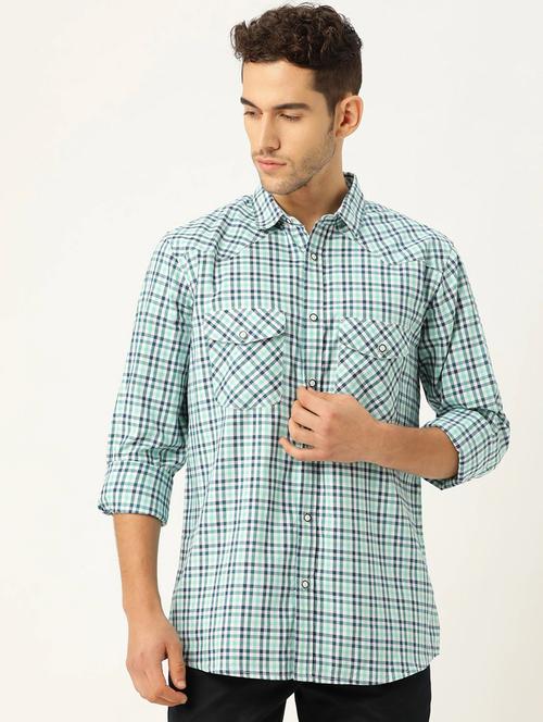 mens checks casual shirt - 18414786 - Very Small Image - 1