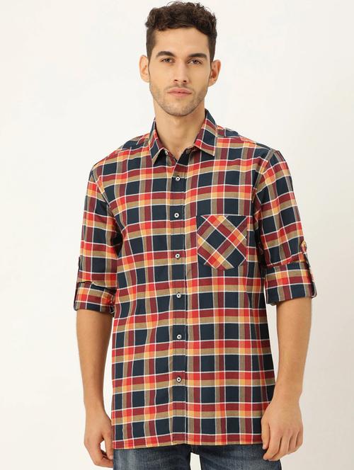 mens checks casual shirt - 18414868 - Very Small Image - 1