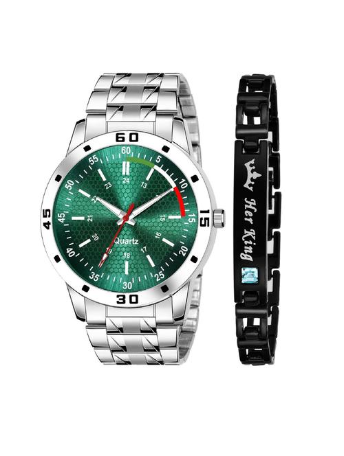 kajaru jew_60_k_25 stylish dial- stainless steel strap watch & black bracelet combo set for men - 18415255 - Very Small Image - 1