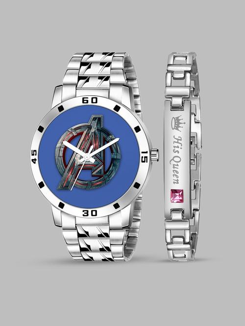 kajaru jew_61_k_12  stylish dial- stainless steel strap watch & silver bracelet combo set for men - 18415267 - Very Small Image - 1