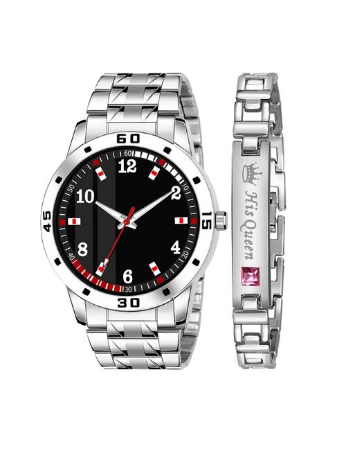 kajaru jew_61_k_63 stylish dial- stainless steel strap watch & silver bracelet combo set for men - 18415290 - Very Small Image - 1