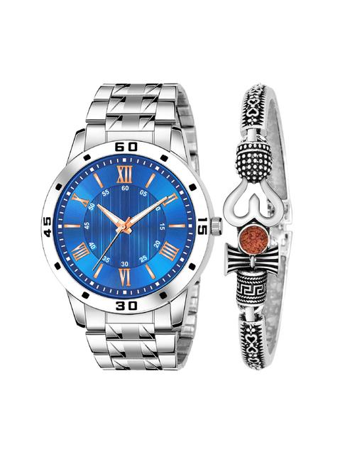 kajaru jew_49_k_21 stylish dial- stainless steel strap watch & black bracelet combo set for men - 18415326 - Very Small Image - 1