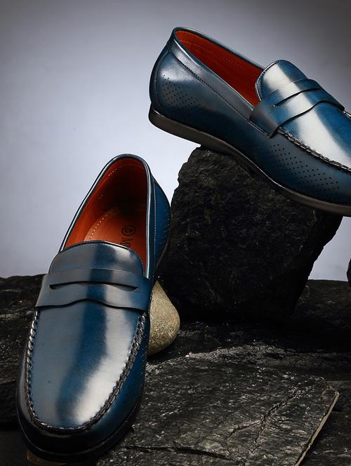 blue leather slip on loafers - 18415506 - Very Small Image - 1