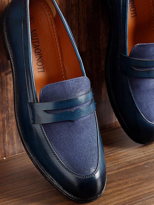 blue leather slip on loafers - 18415547 - Very Small Image - 1