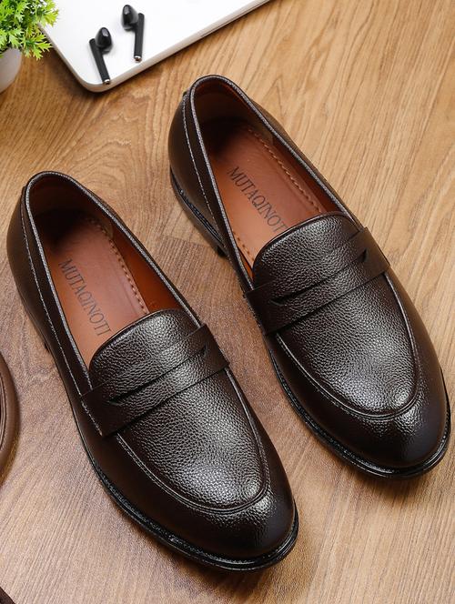 brown leather slip on loafers - 18415548 - Very Small Image - 1