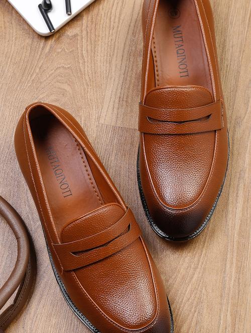 tan leather slip on loafers - 18415550 - Very Small Image - 1