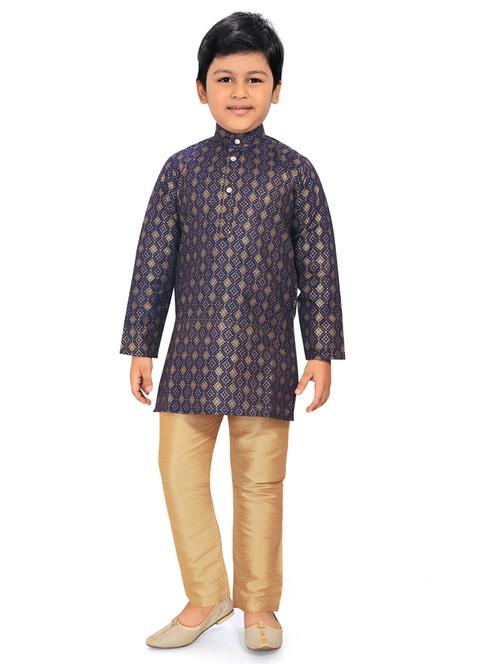 navy blue printed kurta pajama set - 18415883 - Very Small Image - 1