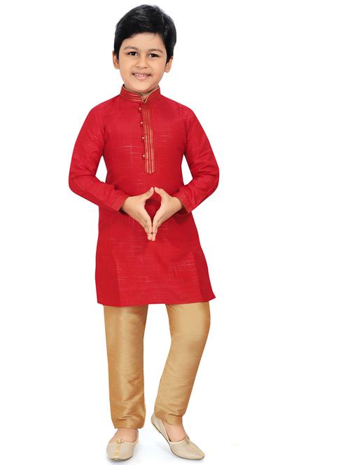 red printed kurta pajama set - 18415898 - Very Small Image - 1