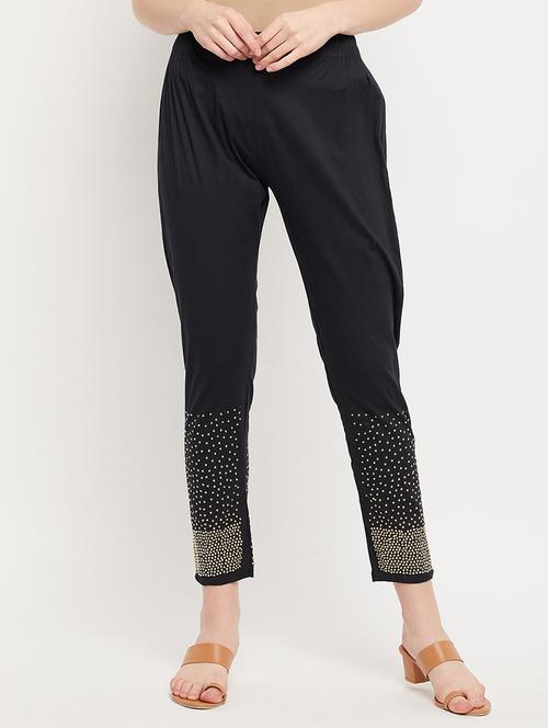 Black Ankle Length Ethnic Leggings - 18416448 - Very Small Image - 1