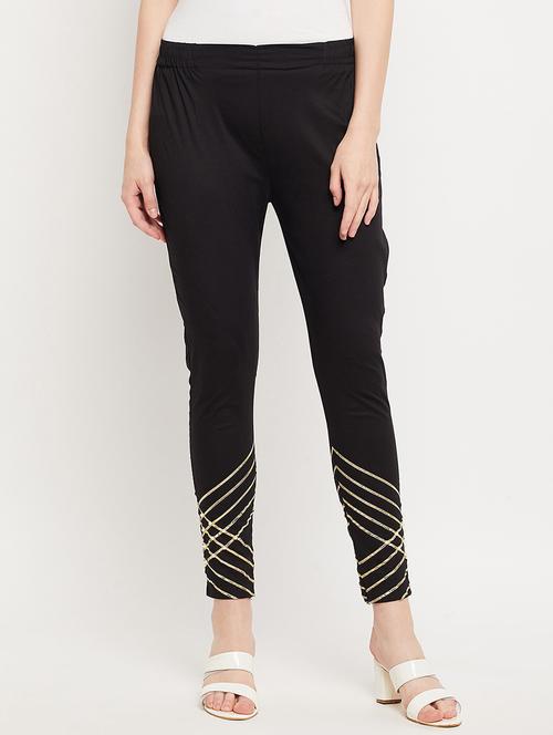 Black Ankle Length Ethnic Leggings - 18416465 - Very Small Image - 1